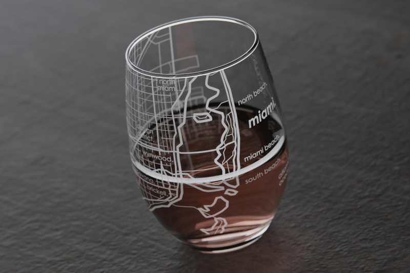 Home Town Map Stemless Wine Glass, Set of 2