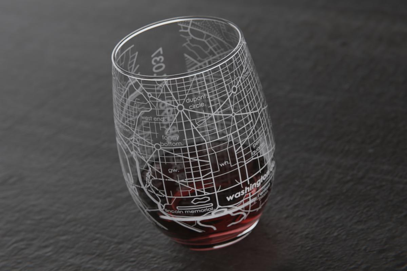 Home Town Map Stemless Wine Glass, Set of 2