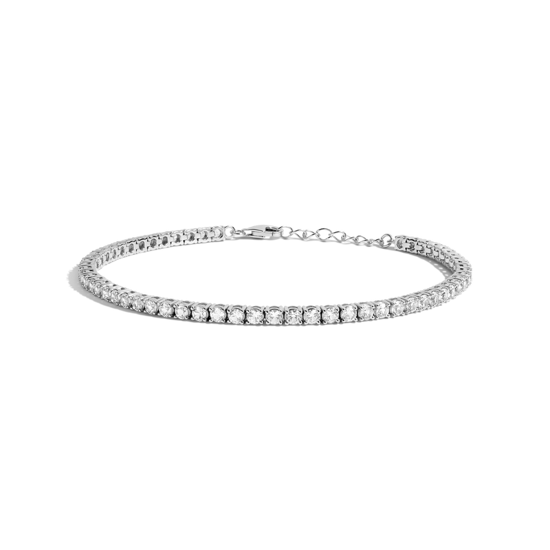 Lab Grown White Sapphire Tennis Anklet