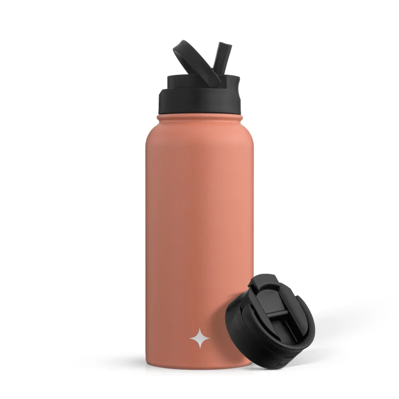 32oz Vacuum Insulated Water Bottle with Flip Lid & Sport Straw