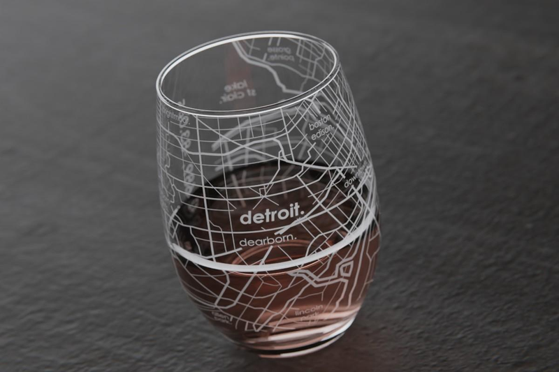 Home Town Map Stemless Wine Glass