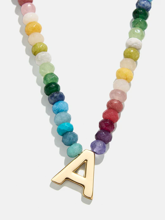 Semi-Precious Block Initial Necklace