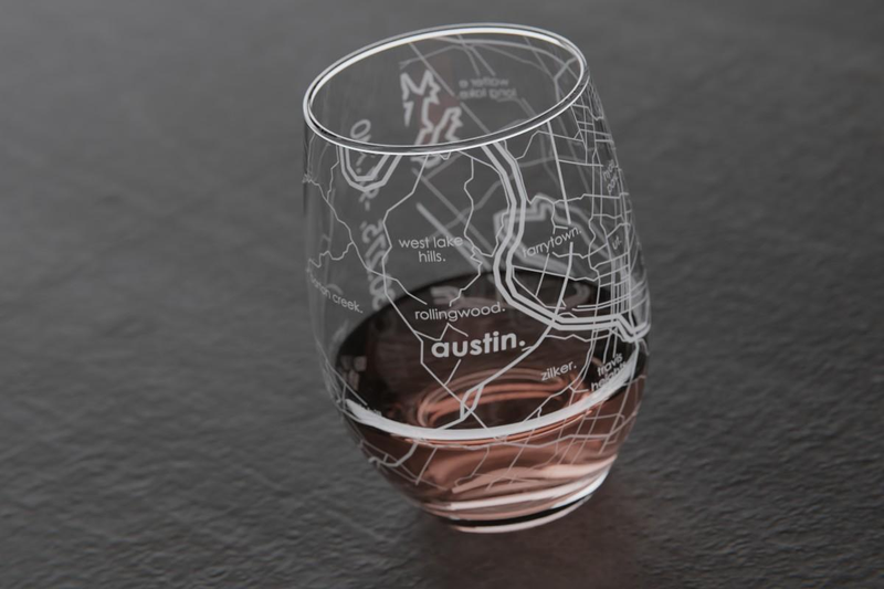 Home Town Map Stemless Wine Glass, Set of 2