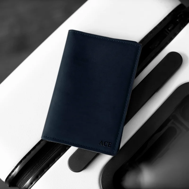 Monogrammed Leather Passport Cover