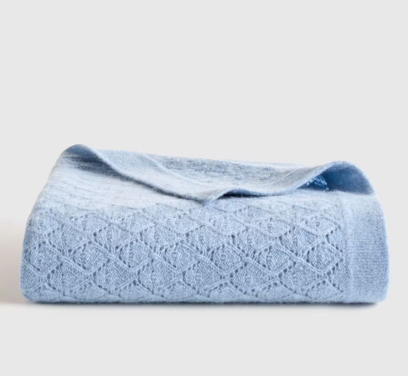 Mongolian Cashmere Pointelle Baby Blanket