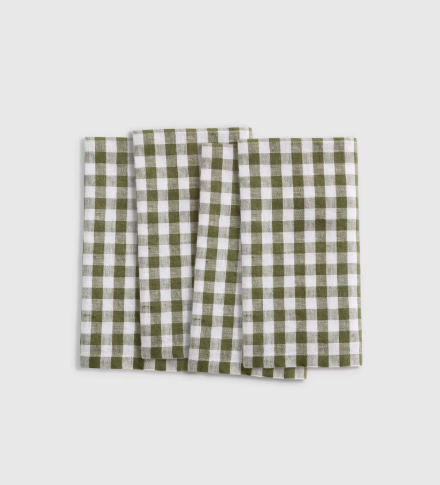 European Linen Gingham Napkins, Set of 4