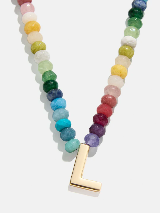 Semi-Precious Block Initial Necklace