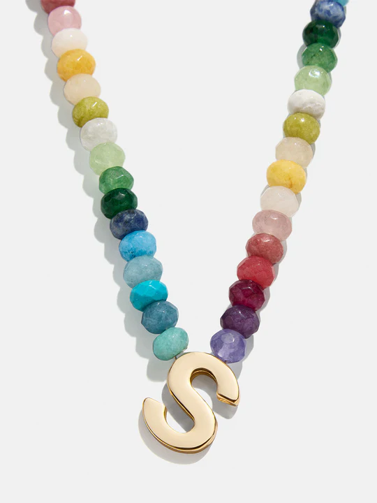 Semi-Precious Block Initial Necklace