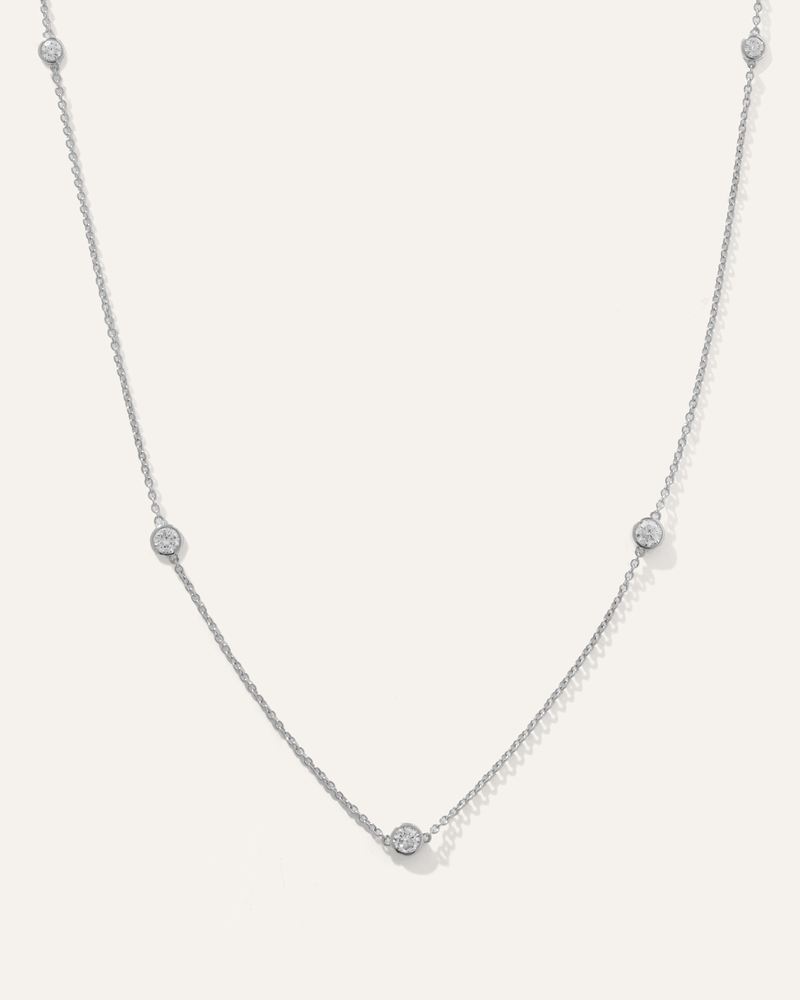 14K Gold Diamond Bezel Station Necklace