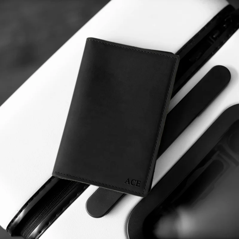 Monogrammed Leather Passport Cover