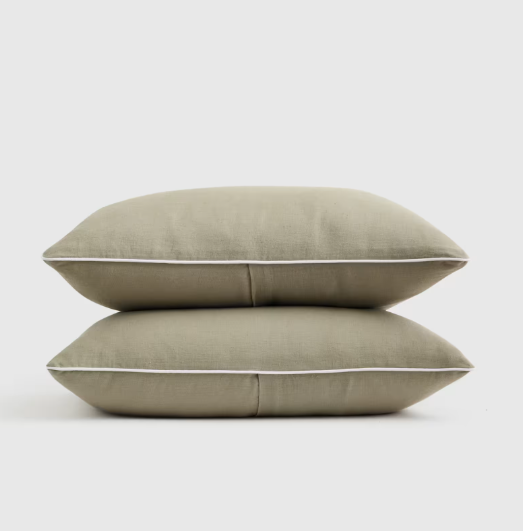 European Linen Piped Sham Set, King