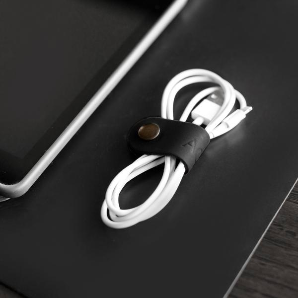 Monogrammed Leather Cord Keeper