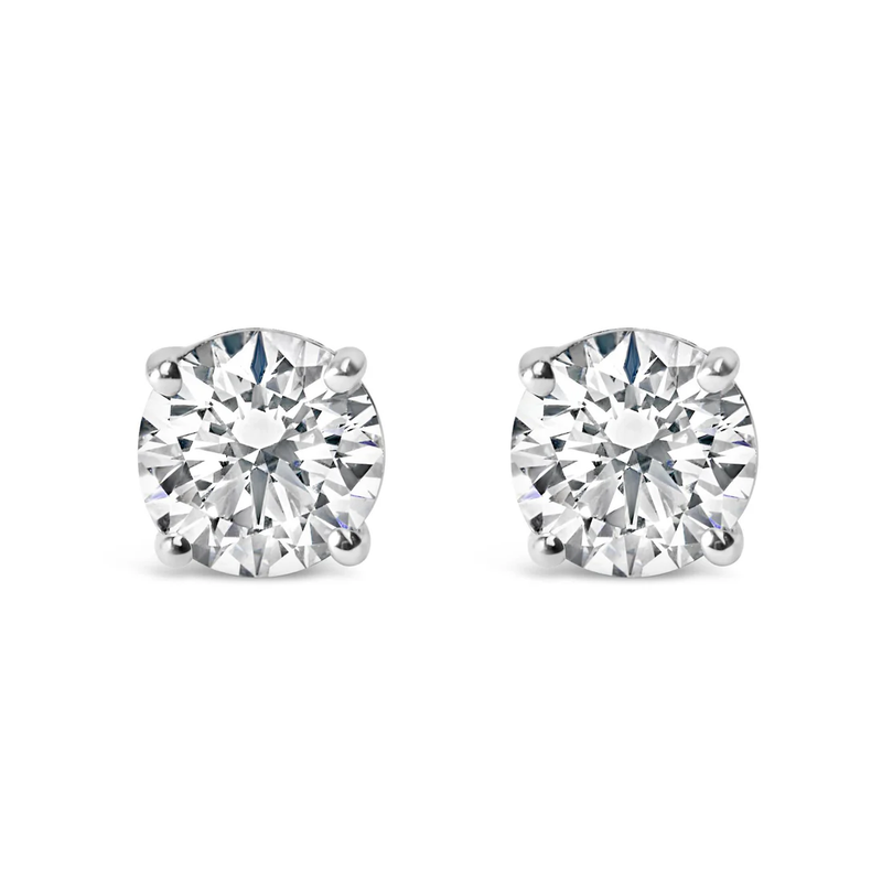 14K Gold Round Brilliant Cut Lab Grown Diamond 4-Prong Classic Solitaire Stud Earrings