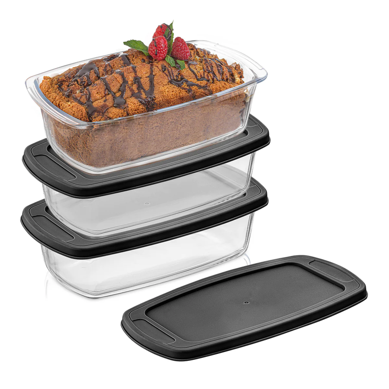Glass Loaf Pans With Lids, Set of 3