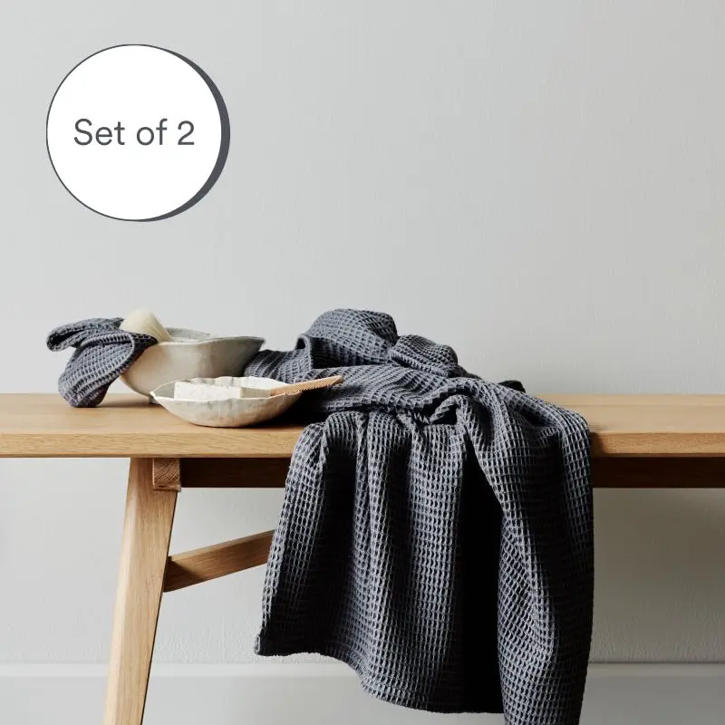 Bamboo Waffle Hand Towel Set of 2