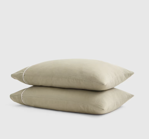 European Linen Piped Pillowcase Set, Standard