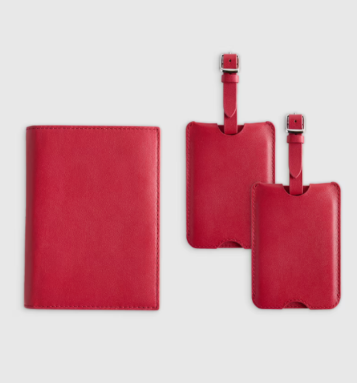 Nappa Leather RFID Blocking Passport & Luggage Tag Set
