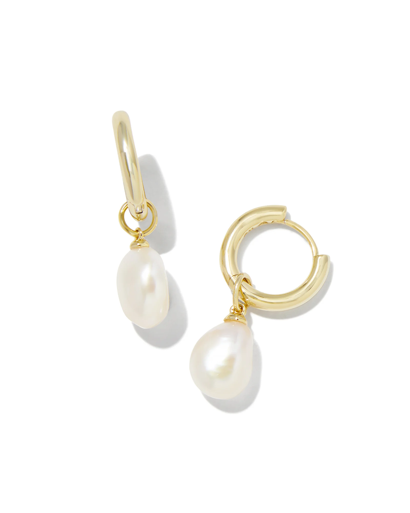 Willa Pearl Huggie Earrings | Gold & White Pearl